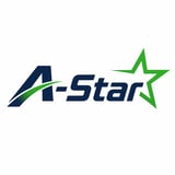 A-Star logo featuring navy blue letter A with green swoosh and green star icon